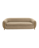 Modern Taupe Velvet Sofa – Curved Silhouette & Gold Accents