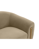 Modern Taupe Velvet Sofa – Curved Silhouette & Gold Accents