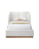 Alto Bed — Children’s Winged Bouclé Single Bed with Oak Plinth