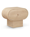 Forma Nightstand — Oval Oak Bedside Table on Square Plinth