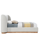 Alto Bed — Children’s Winged Bouclé Single Bed with Oak Plinth