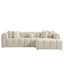 Modern Cream Sectional Sofa – Channel Tufting & Plush Curves