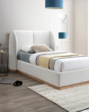 Alto Bed — Children’s Winged Bouclé Single Bed with Oak Plinth