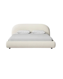 Blanca Curved Upholstered Bed in Bouclé Ivory Fabric