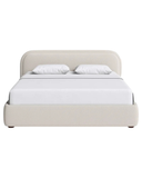 Aurora Rounded Upholstered Bed in Soft Beige Fabric