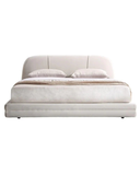 Aurora Modern Curved Upholstered Bed in Soft Ivory