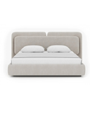 Contemporary Upholstered Bed with Layered Panel Headboard