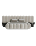 Archella Curved Upholstered Bed with Sculpted Channel Headboard With Nightstand