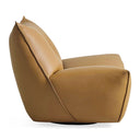 Java Comfort Brown Leather Swivel Wing Chair With Metal Legs