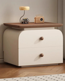 Mochi Nightstand — Children’s Arch-Top Bedside Table with Walnut Shelf