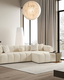 Modern Cream Sectional Sofa – Channel Tufting & Plush Curves
