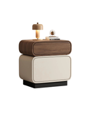Stack Nightstand — Two-Tier Walnut & Leather Bedside Cabinet