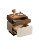 Stack Nightstand — Two-Tier Walnut & Leather Bedside Cabinet