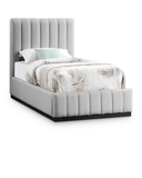 Rigo Bed — Children’s Channel Stitch Velvet Single Bed with Black Plinth