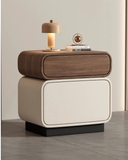 Stack Nightstand — Two-Tier Walnut & Leather Bedside Cabinet