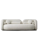 Modern Cream Bouclé Sofa – Sculptural Curves & Round Pillows