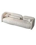 Modern Cream Bouclé Sofa – Sculptural Curves & Round Pillows
