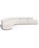 The Flow Sectional — Curved L-Shape Bouclé Sofa with Walnut Base