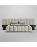 Archella Curved Upholstered Bed with Sculpted Channel Headboard With Nightstand
