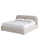 Aurora Rounded Upholstered Bed in Soft Beige Fabric