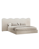 Scallop Edge Upholstered Bed – Modern Elegance with Artistic Headboard Design