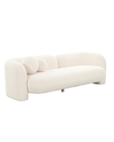 Modern Cream Rounded Sofa – Sculptural Bolster Pillows & Plush Comfort