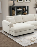 Modern Cream Sectional Sofa with Chaise – Clean Lines & Plush Comfort