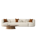 Modern Cream Curved Sofa – Deep Seats & Accent Pillows