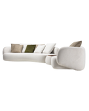 Bolla Sofa Set — Curved Bouclé Sofa & Armchair with Walnut Tray