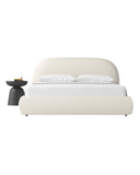 Blanca Curved Upholstered Bed in Bouclé Ivory Fabric