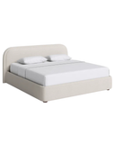 Aurora Rounded Upholstered Bed in Soft Beige Fabric