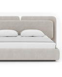 Contemporary Upholstered Bed with Layered Panel Headboard