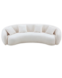 Modern Cream Curved Sofa – Channel Tufting & Sculptural Design