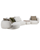 Bolla Sofa Set — Curved Bouclé Sofa & Armchair with Walnut Tray