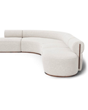 The Flow Sectional — Curved L-Shape Bouclé Sofa with Walnut Base