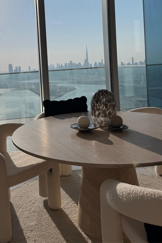 Belova Travertine Round Dining Table