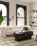 Modern Cream Rounded Sofa – Sculptural Bolster Pillows & Plush Comfort