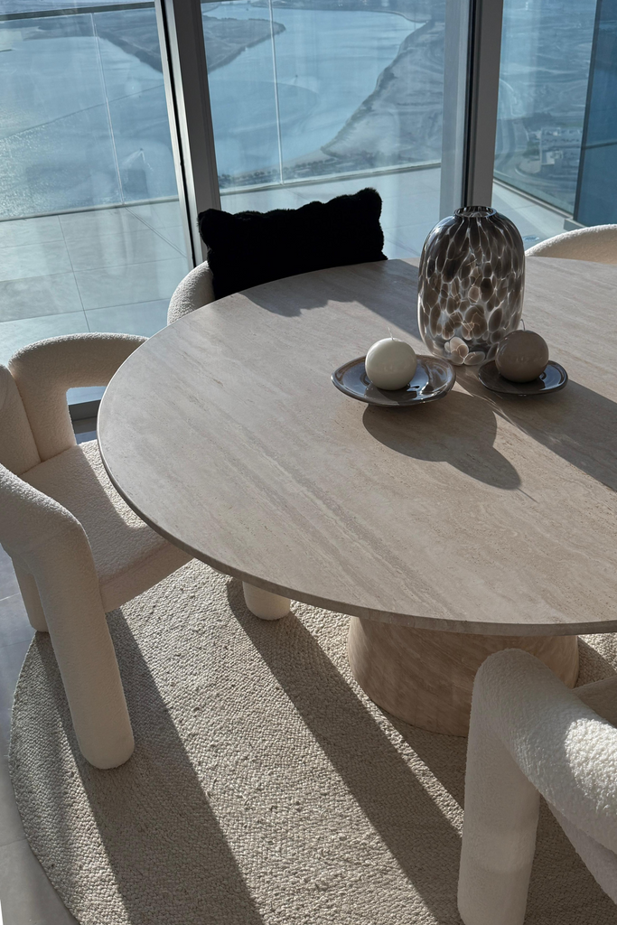 Belova Travertine Round Dining Table