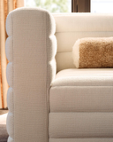 Modern Cream Ribbed Sofa – Sculptural Silhouette & Plush Upholstery