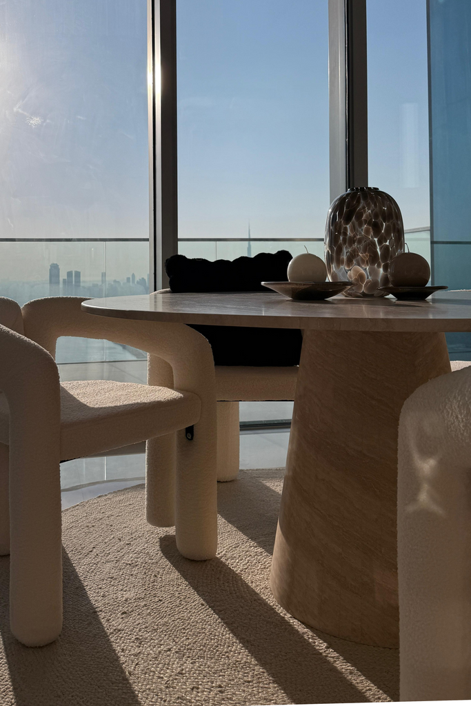 Belova Travertine Round Dining Table