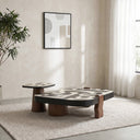 Wyler Set of 2 Square Coffee Table With Marble- Brown/Grey pattern