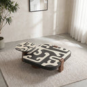 Wyler Set of 2 Square Coffee Table With Marble- Brown/Grey pattern
