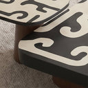 Wyler Set of 2 Square Coffee Table With Marble- Brown/Grey pattern