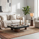 Wyler Set of 2 Square Coffee Table With Marble- Brown/Grey pattern
