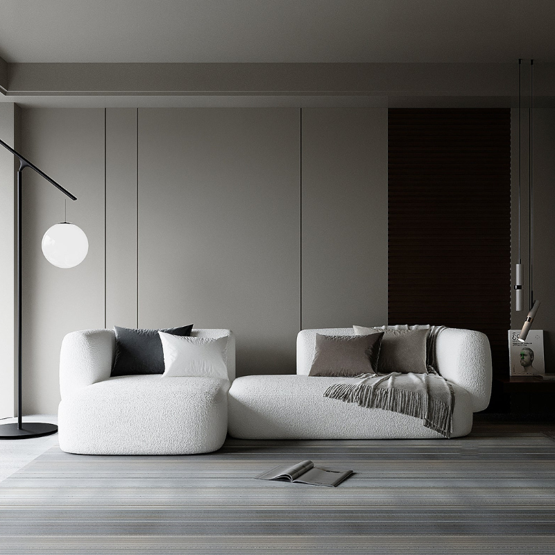 Aura L-Shape Sofa / Premium White Boucle