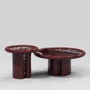 Table d'Appoint en Marbre Rosso Levanto et Bois Verni Bordeaux par Artefatto Design Studio