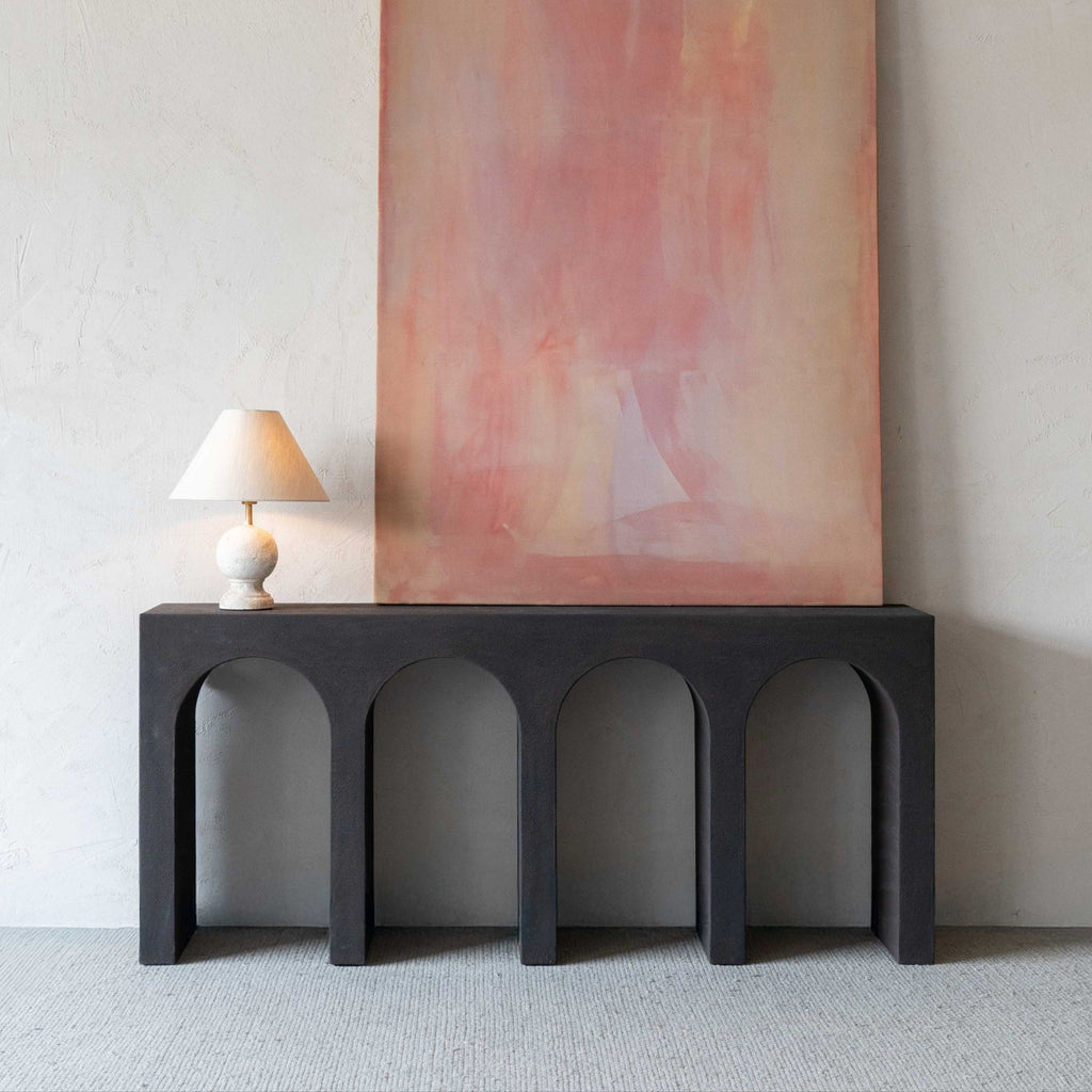 Alaska Vista Wood Arched Baseless Artisan Console Table