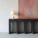 Alaska Vista Wood Arched Baseless Artisan Console Table