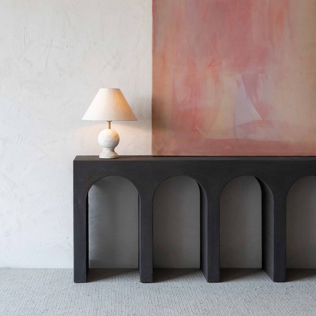 Alaska Vista Wood Arched Baseless Artisan Console Table