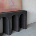 Alaska Vista Wood Arched Baseless Artisan Console Table